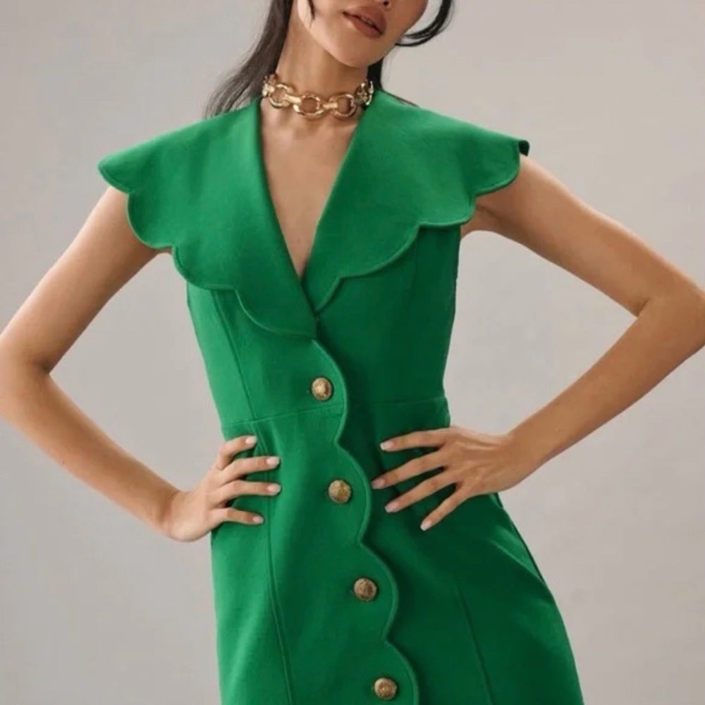 MEAVE Anthropologie Scalloped Dress NWT
